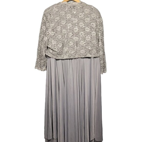 Catherines Sequined Evening Gown w/ Jacket, Gray / Mauve, Size 20W - Picture 6 of 9